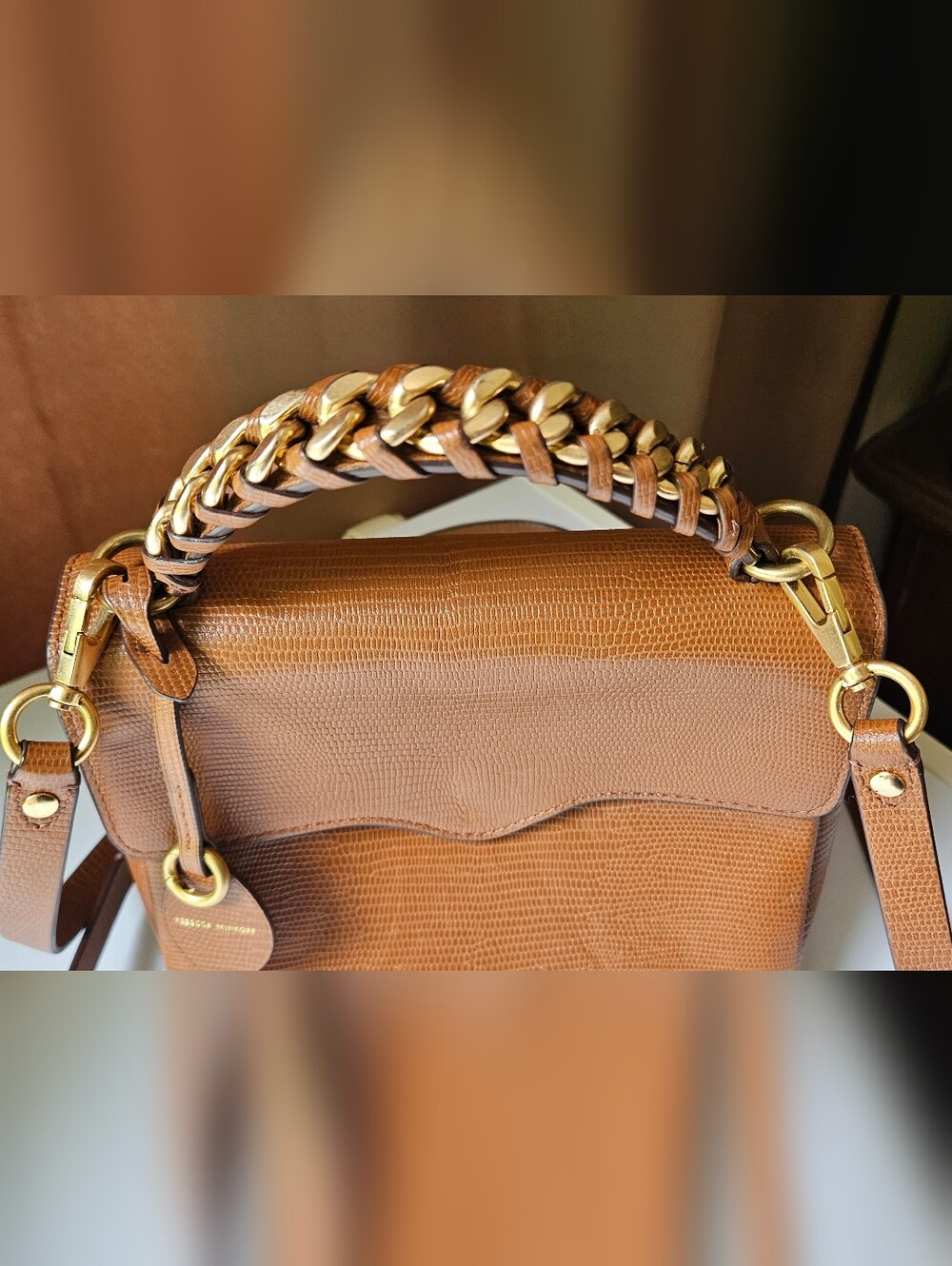 Rebecca Minkoff Lizard-Embossed Leather Chain Satchel - Picture 3 of 14